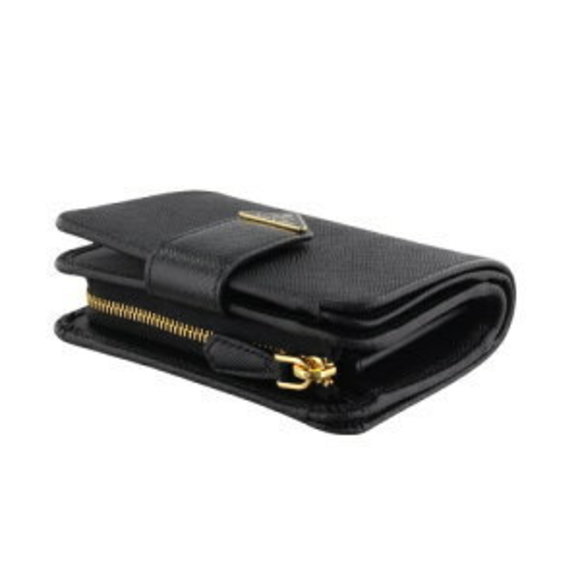 Prada Wallet Black Saffiano Triangle NERO Bifold - Picture 7 of 8